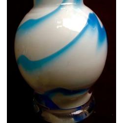 Murano “ CARLO MORETTI “ VAAS “ BLAUW en WIT,GEMARMERD