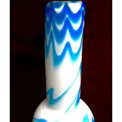 Murano “ CARLO MORETTI “ VAAS “ BLAUW en WIT,GEMARMERD