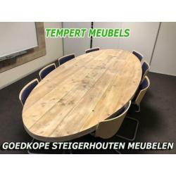 Ovale steigerhouten tafel / Ovale eettafel / Steigerhout.