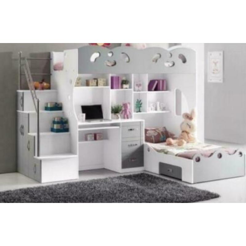 Mooi stapelbed 2 x 1 persoon met bureau