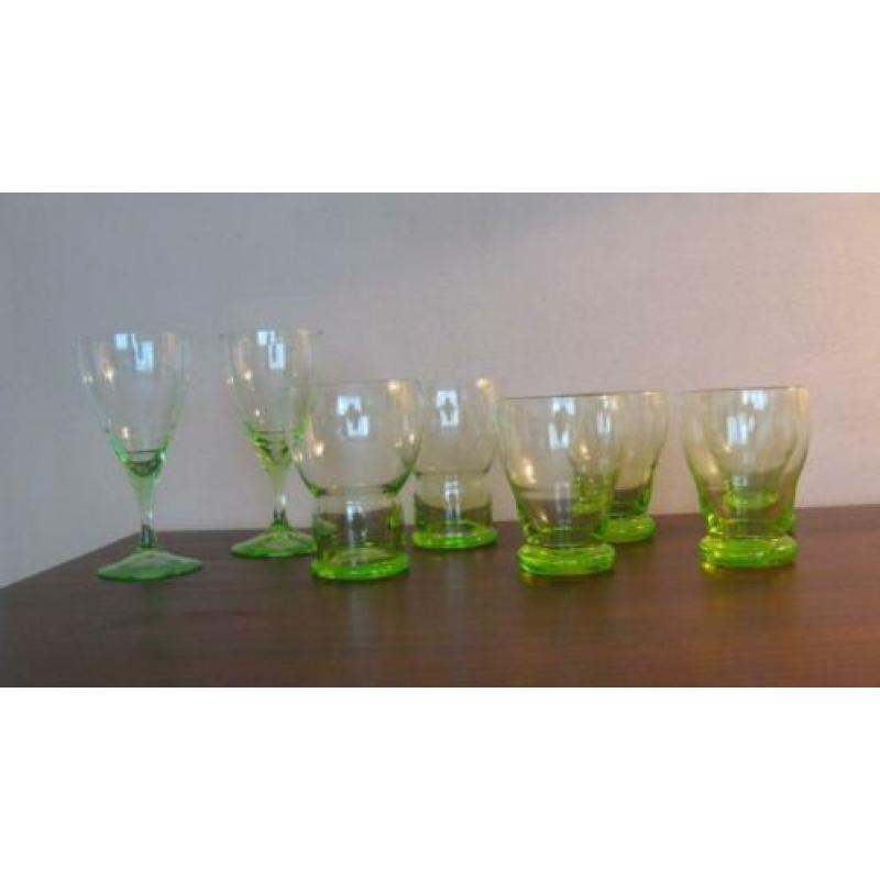 Set van anna groen glas 8 stuks