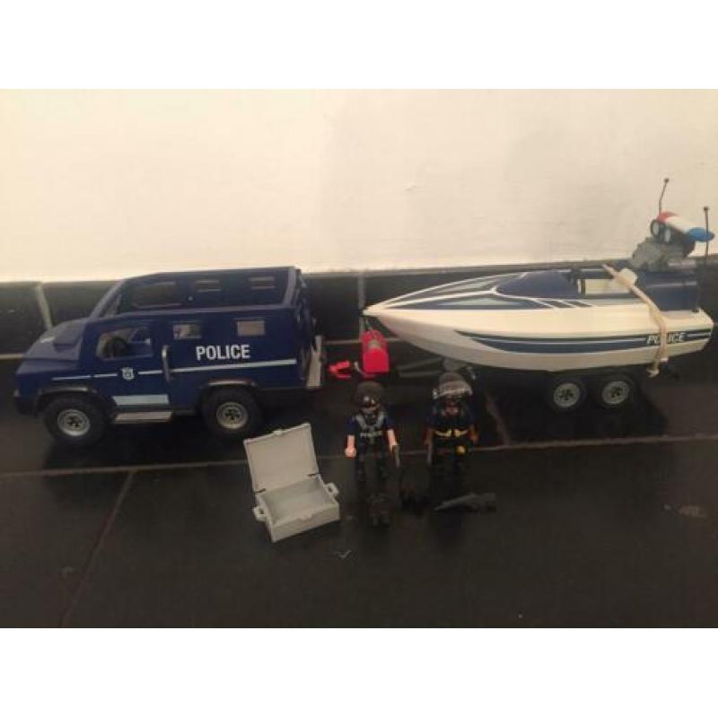 Politie auto en boot playmobil 5187