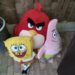 Knuffels Spongbob,Patrick en Red (Angry Birds)