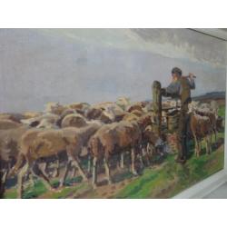 Irma van Eysinga: Boerenjongen met schapen op texel-1918