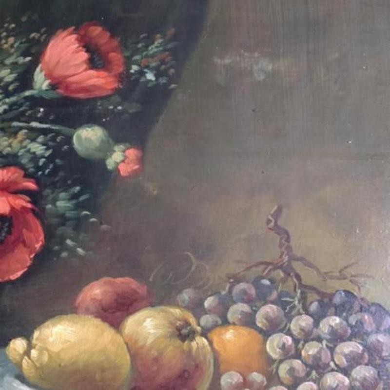 schilderij stilleven van P Fleur op paneel