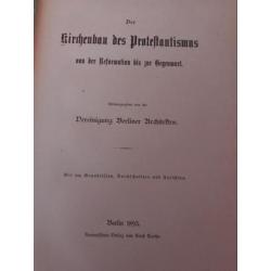 Hardcover boek uit 1893 over de bouw van protestantse kerken