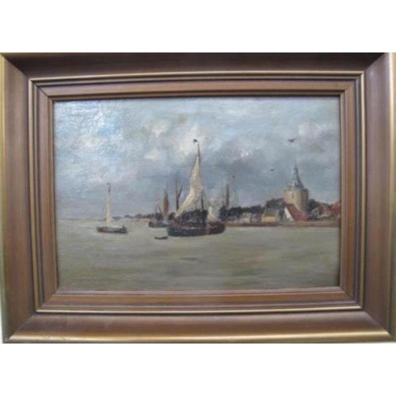 Oud schilderij Haagse school Enkhuizen schilder olieverf