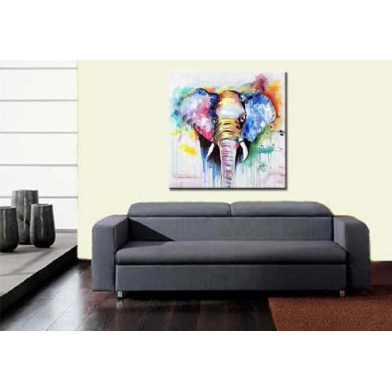 Olifant olieverf schilderij 100x100cm