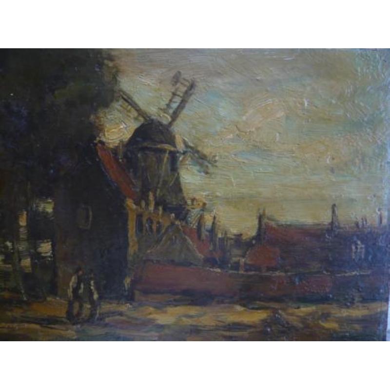 W.G.F. JANSEN - Molen - olieverf op paneel