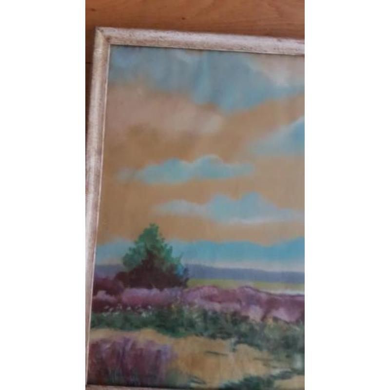 Pastel 1946 F. H. Nieuwenhuijzen Nederlands landschap heide