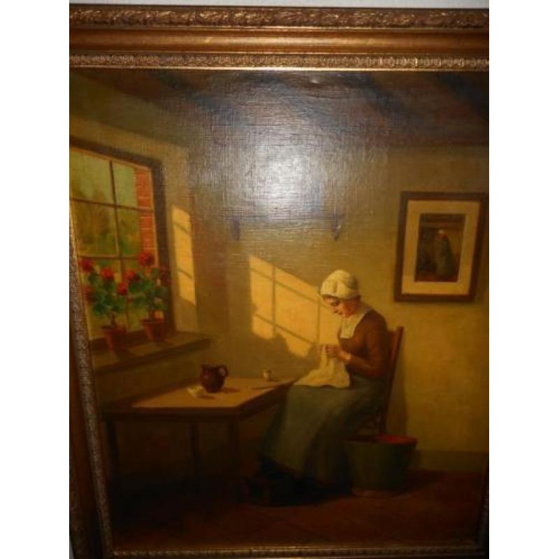 Hendrik van Langen 1874 - 1964, Vrouw aan het handwerken.