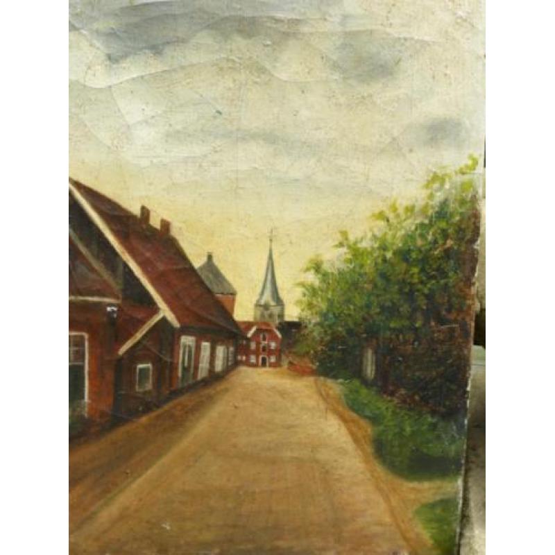 "De Dorpsstraat" oud schilderijtje