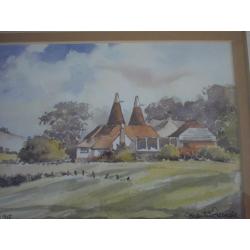 Genummerde aquarel-print van Martin Goode in houten lijst