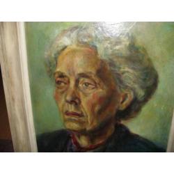 Portret oude dame, olie op karton, gesigneerd