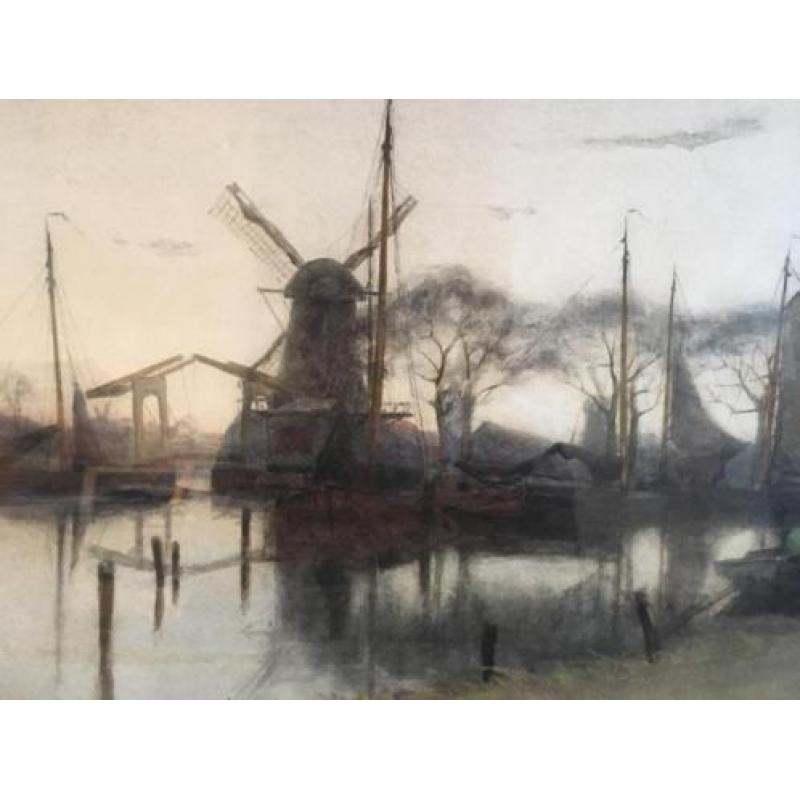 Schilderij "Molen aan de Vecht" van J.H. Wijsmuller