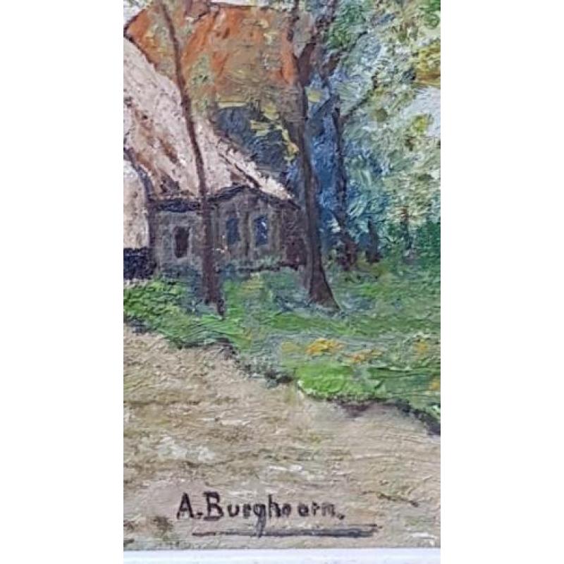 Olieverf schilderij boerderij Gesigneerd A. Burghoorn