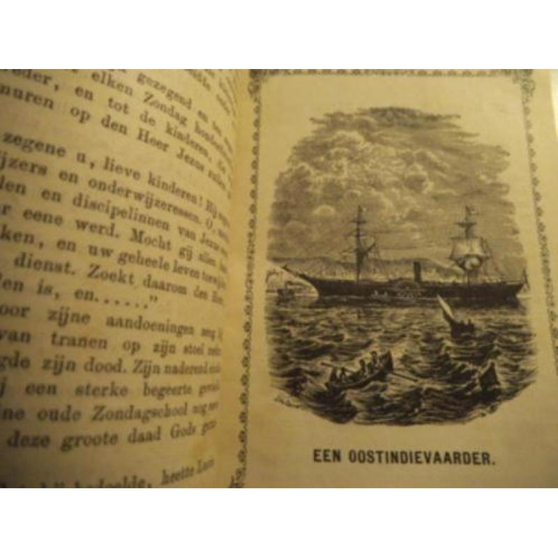 374. Antiek boek Bijbel prent 1898 Voor de lieve kleinen