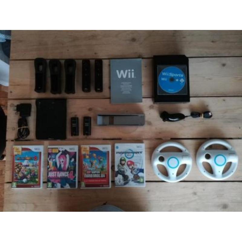 Nintendo Wii met diverse spellen en accessoires.